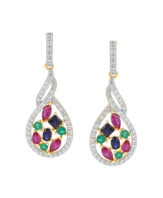 Серьги Macy's с многоцветными драгоценными камнями (1-8/15 ct. t.w.) в позолоченном стерлинговом серебре 14k