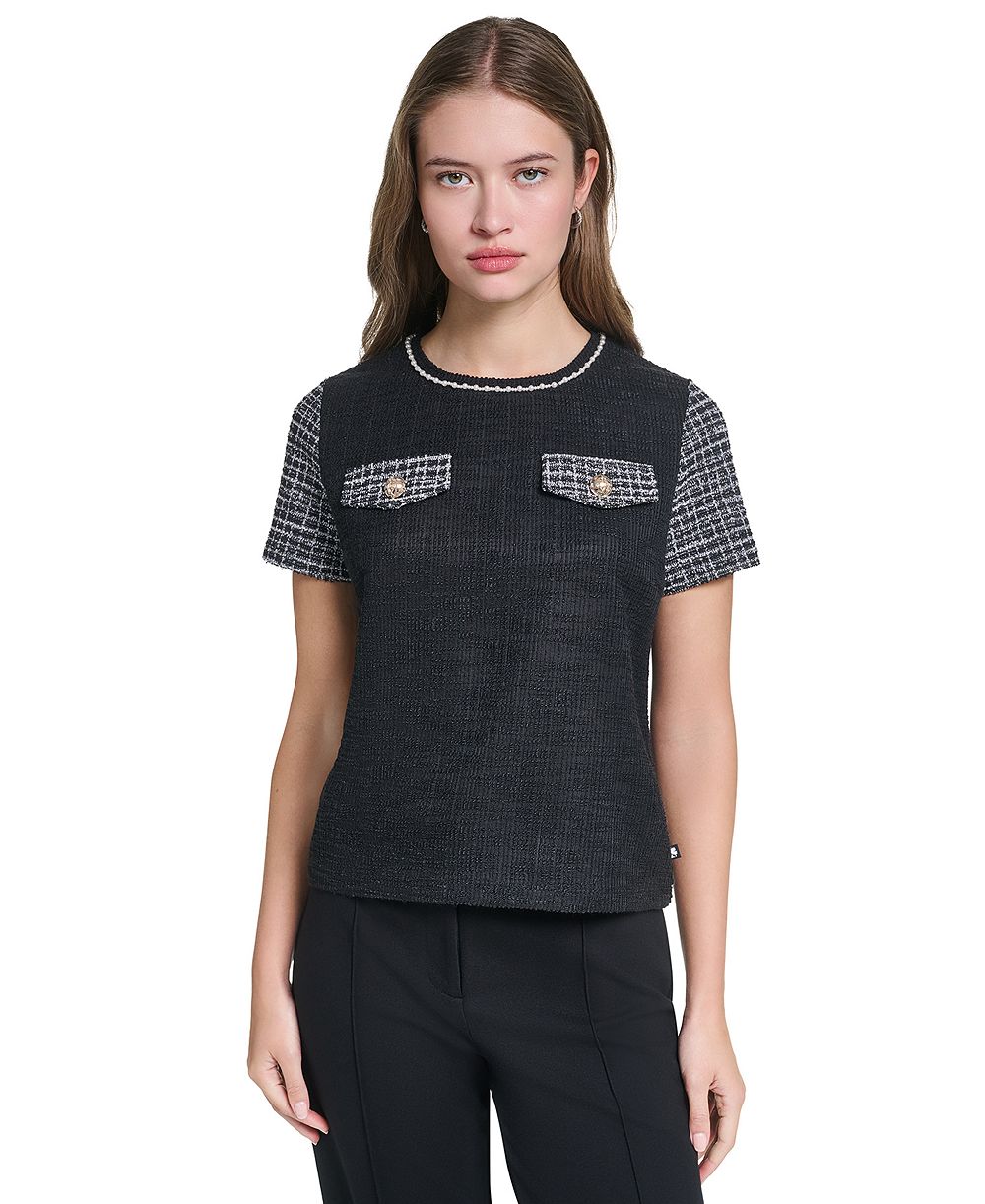 Блузка KARL LAGERFELD PARIS Petite с коротким рукавом