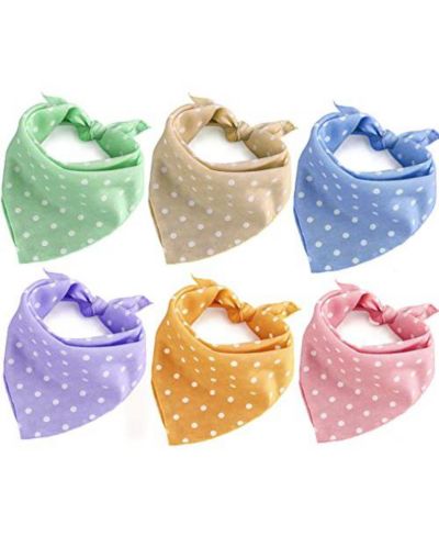 ARONKL Polka Dots Dog Bandanas Soft Cotton Adjustable Washable for Pets