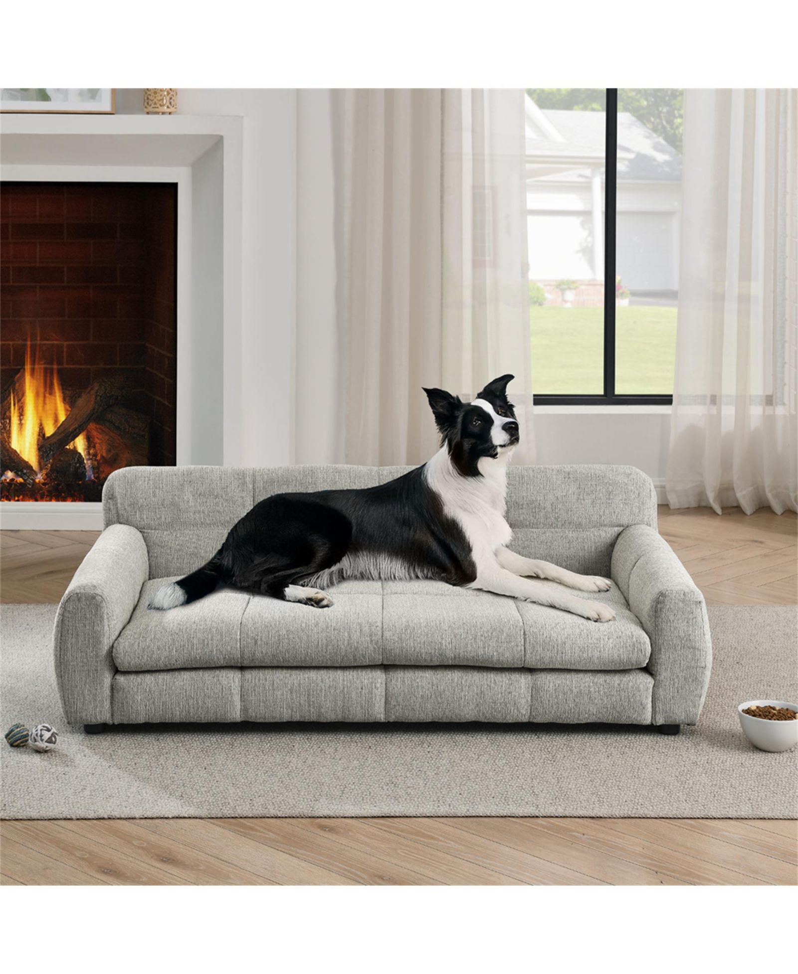 Clihome Large Dog Sofa Comfortable Pet Couch with High Back and Armrests for Big and Oversized Dogs