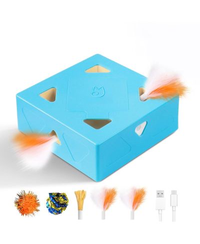 ARONKL 3-in-1 Automatic Cat Toys Upgrade Motion Activated USB Rechargeable with Replaceable Attachments for Indoor Cats