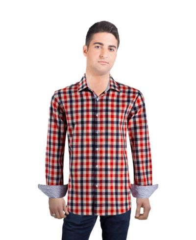 Elie Balleh Мужская рубашка в клетку Gingham Slim Fit