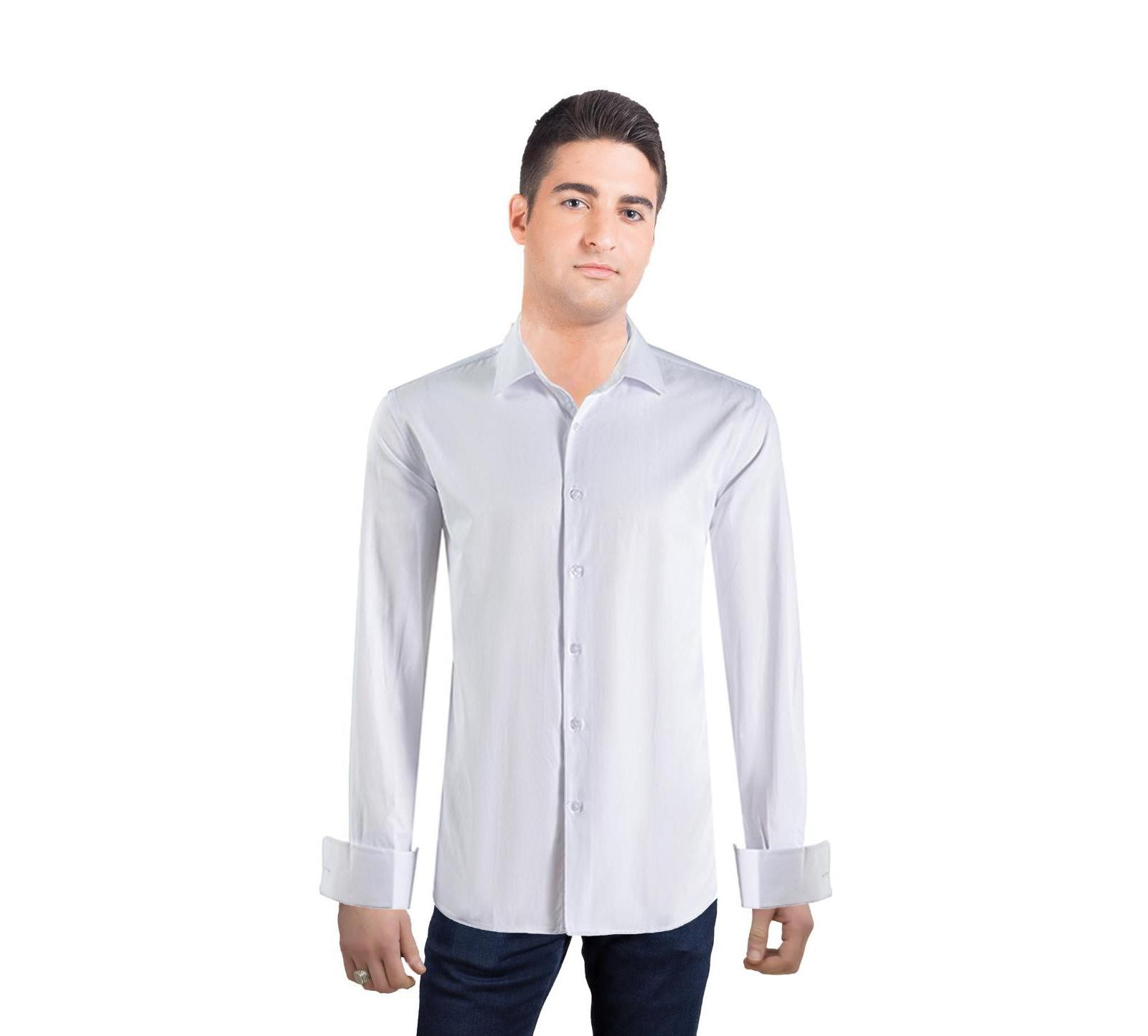 Elie Balleh Мужская рубашка Slim Fit с французскими манжетами и пуговицами