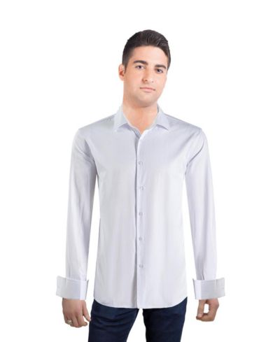 Elie Balleh Мужская рубашка Slim Fit с французскими манжетами и пуговицами