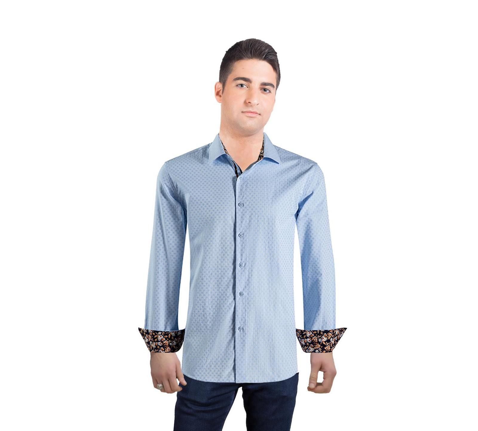 Elie Balleh Men's Slim Fit Jacquard Dot Button-Down Shirt