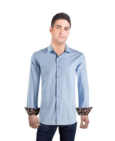 Elie Balleh Men's Slim Fit Jacquard Dot Button-Down Shirt