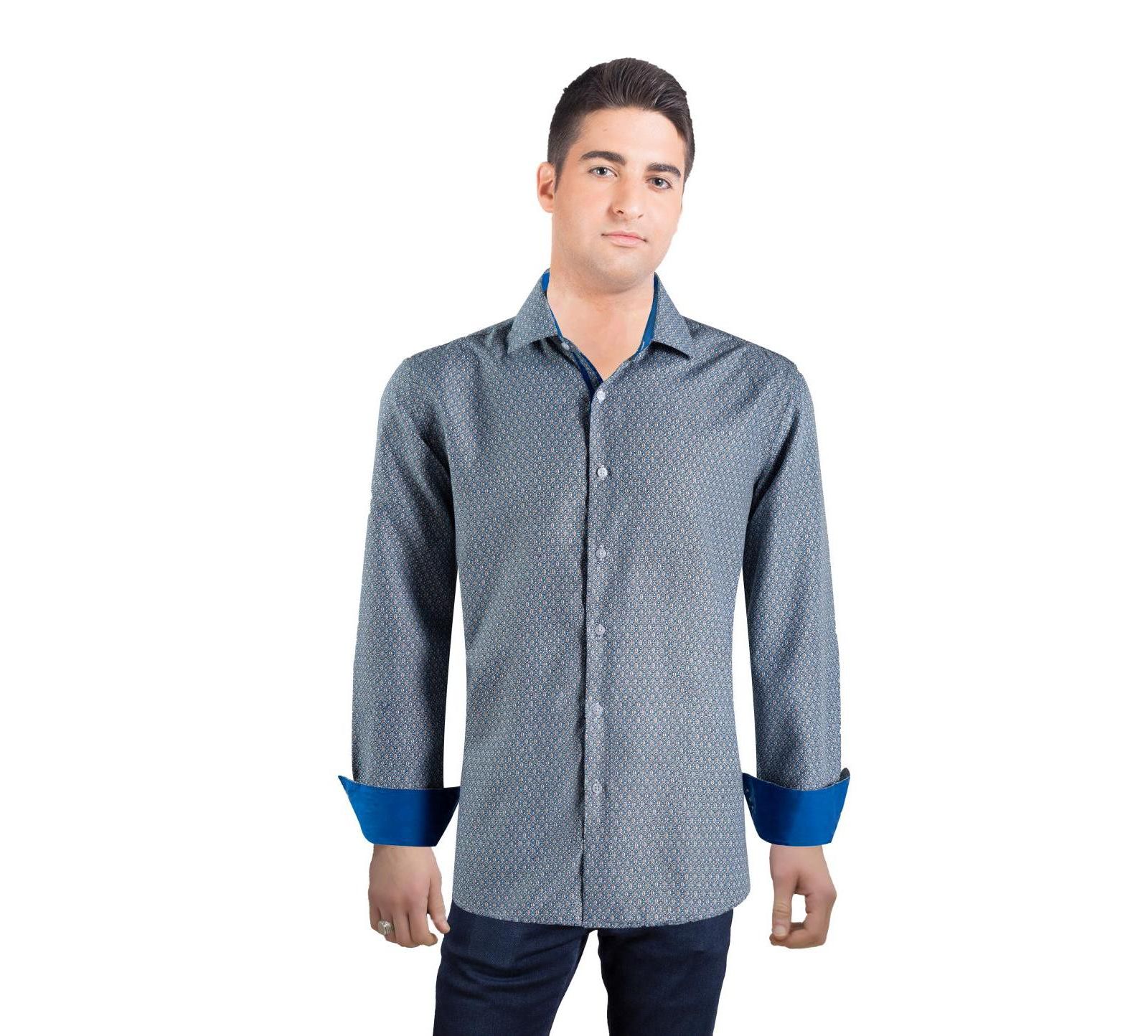 Elie Balleh Men's Slim Fit Geometric Print Shirt