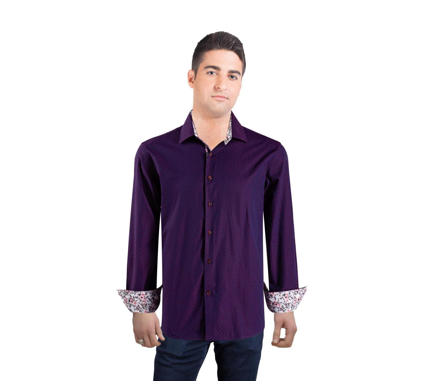 Elie Balleh Мужская рубашка Slim Fit с жаккардовым узором в горошек