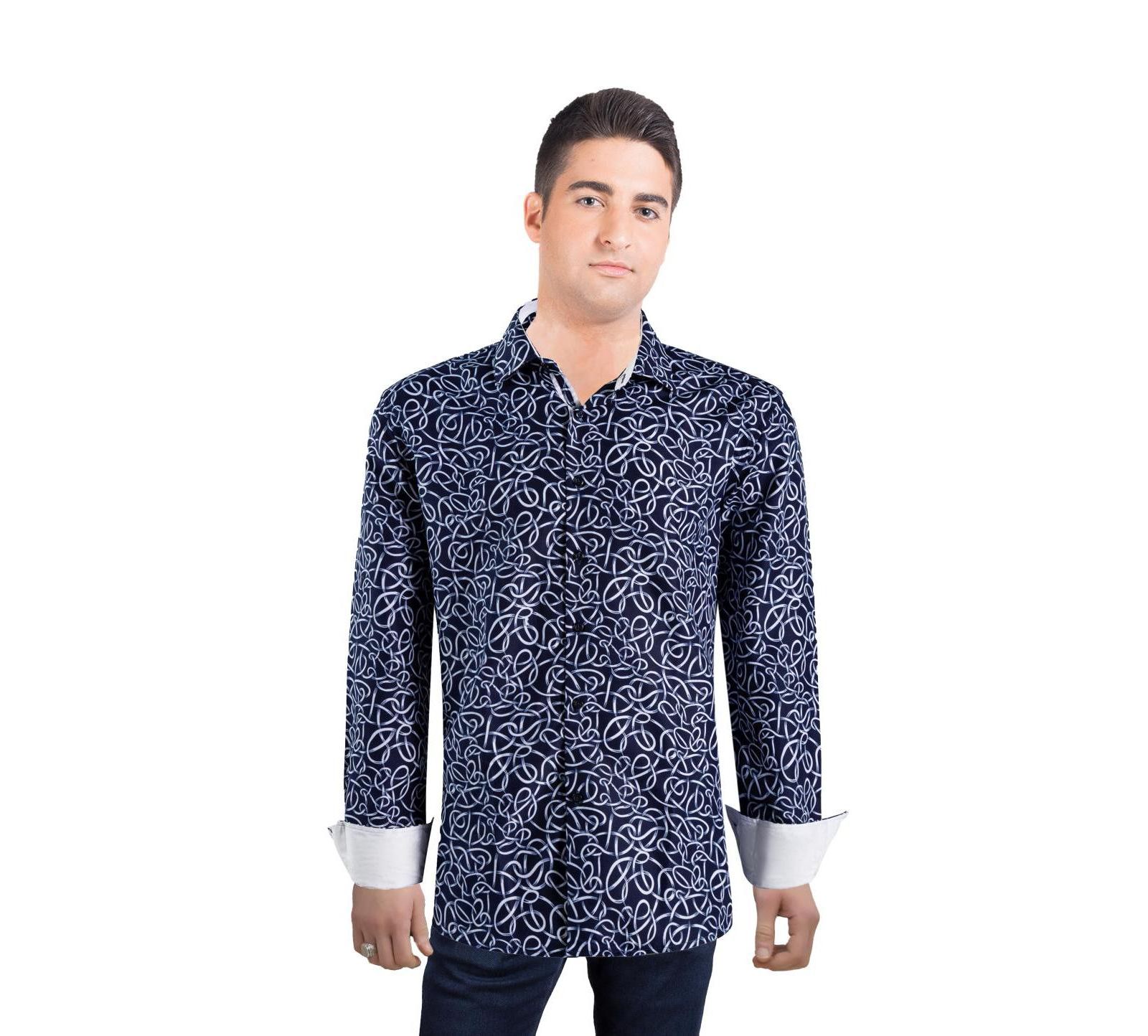 Elie Balleh Men's Slim Fit Swirl Print Shirt