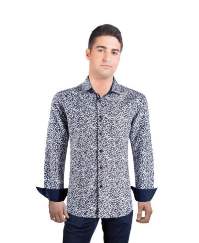 Elie Balleh Men's Slim Fit Floral Print Button-Down Shirt for Men