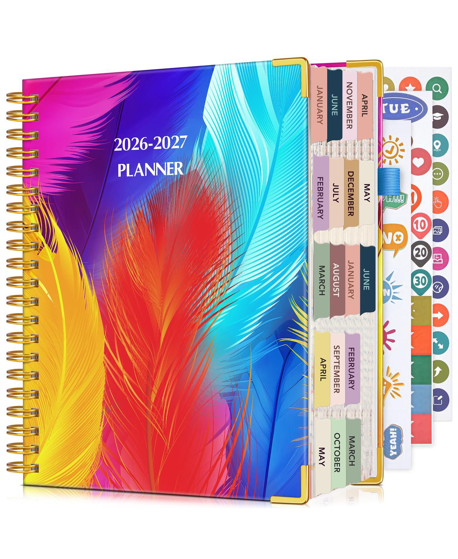 GNUADZ Planner  18 Month Weekly Monthly Daily Spiral Hardcover Agenda Organizer Tabs Calendar Tree 2026-2027