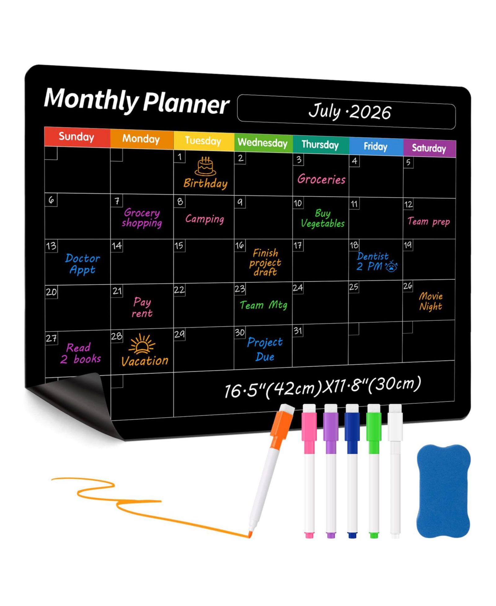 GNUADZ Magnetic Calendar Whiteboard Monthly Planner Fridge