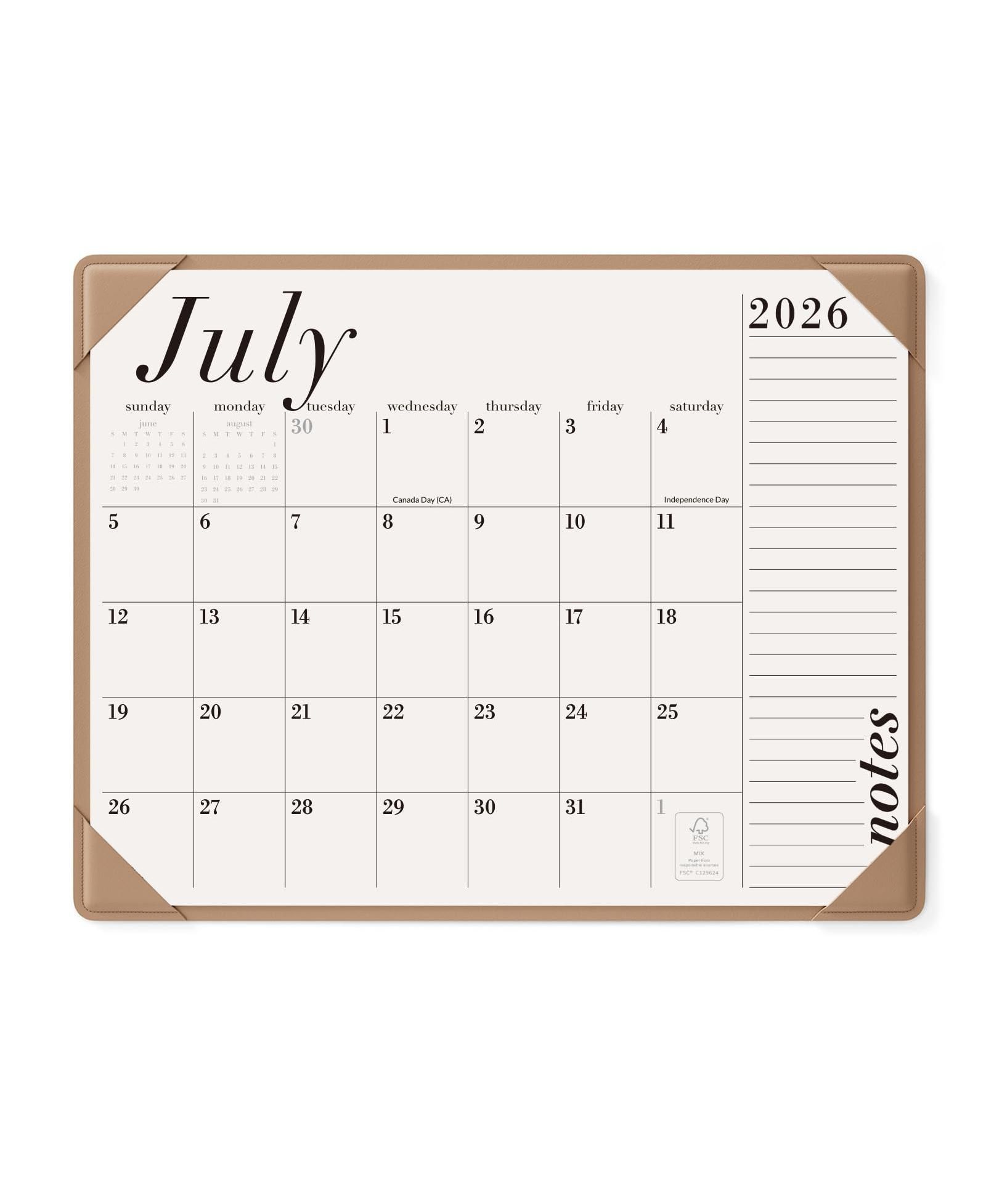 GNUADZ Desk Calendar 2026-2027 Desktop Mat Blotter