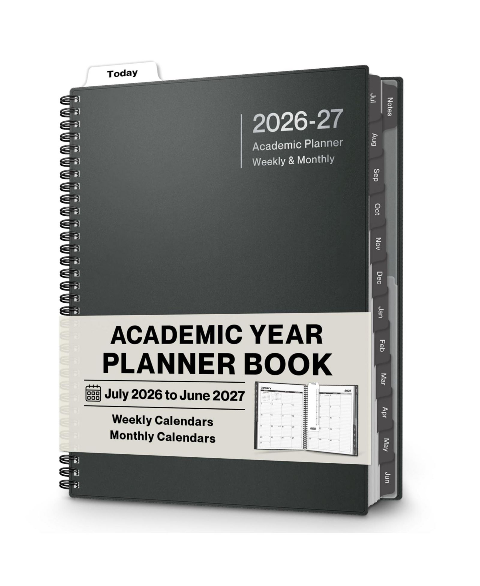 GNUADZ Academic Year Planner 2026-2027 Weekly Monthly Agenda Laminated Tabs Organizer