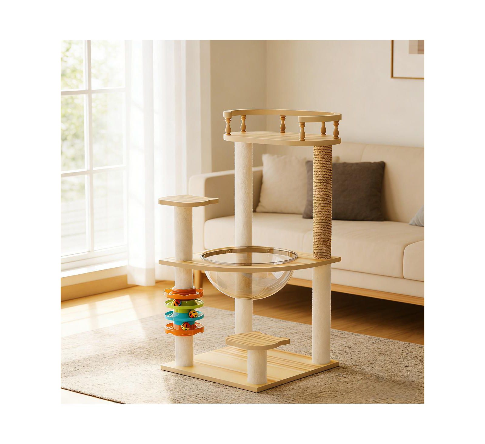 Деревянное игровое дерево для кошек Streamdale Furniture 32.2" с гамаком из акрила