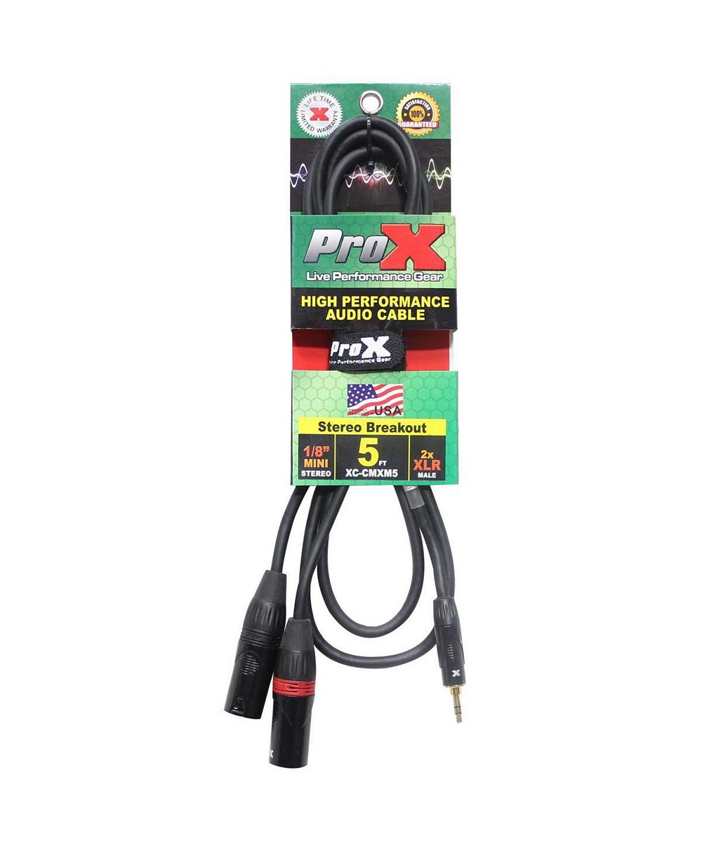 ProX XC-CMXM5 5' 1/8" (3.5 мм) мини-кабель TRS-M на два XLR3-M высокопроизводительный аудио Y-кабель