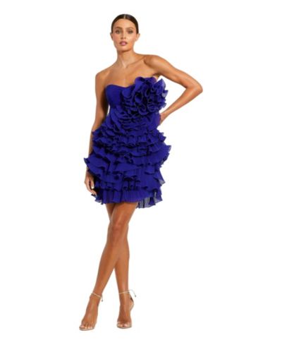 Mac Duggal Women's Strapless Tiered Ruffle Chiffon Mini Dress