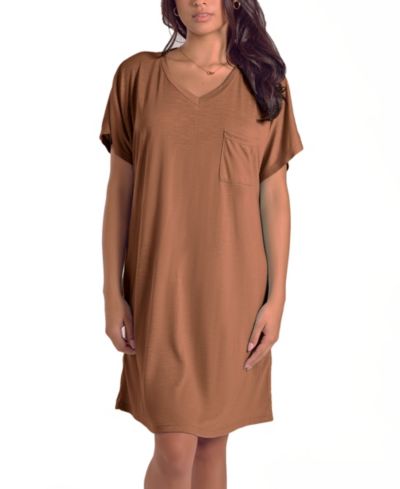 iCollection Plus Size Soft Breathable Night Shirt with Side Pockets