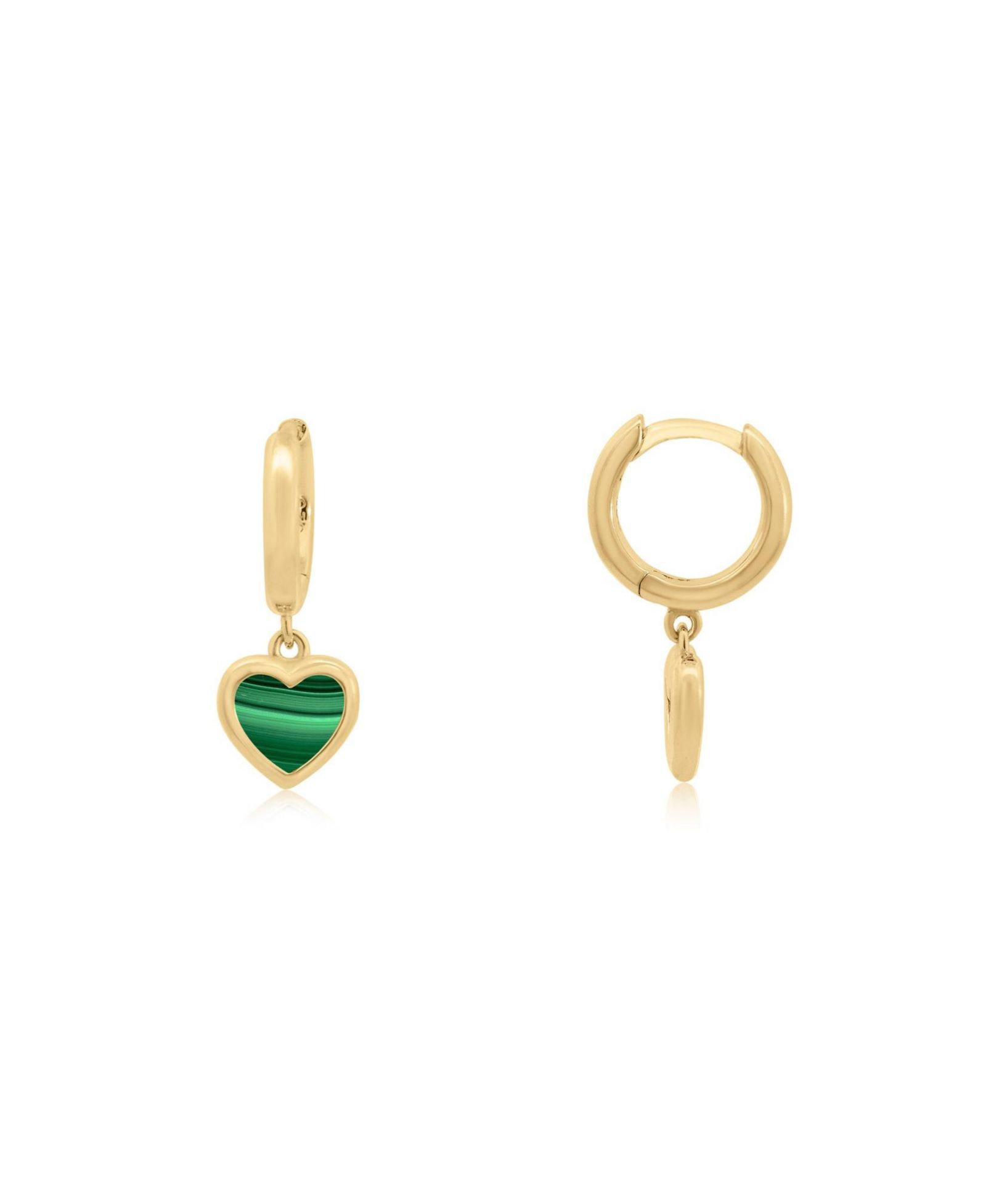 The Lovery Mini Malachite Heart Dangle Earrings 14K Gold-Plated Sterling Silver
