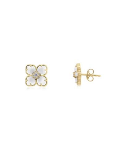 Серьги-гвоздики The Lovery Mother of Pearl CZ Flower из Sterling Silver с покрытием 14K Gold