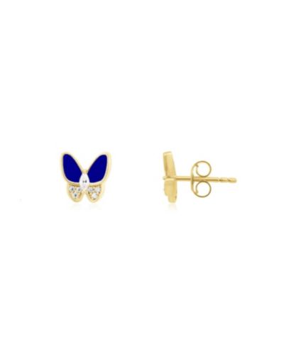 The Lovery Серьги-гвоздики Lapis CZ с покрытием 14K Gold-Plated из серебра
