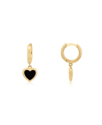 Серьги The Lovery Mini Onyx Heart Dangle 14K Gold-Plated