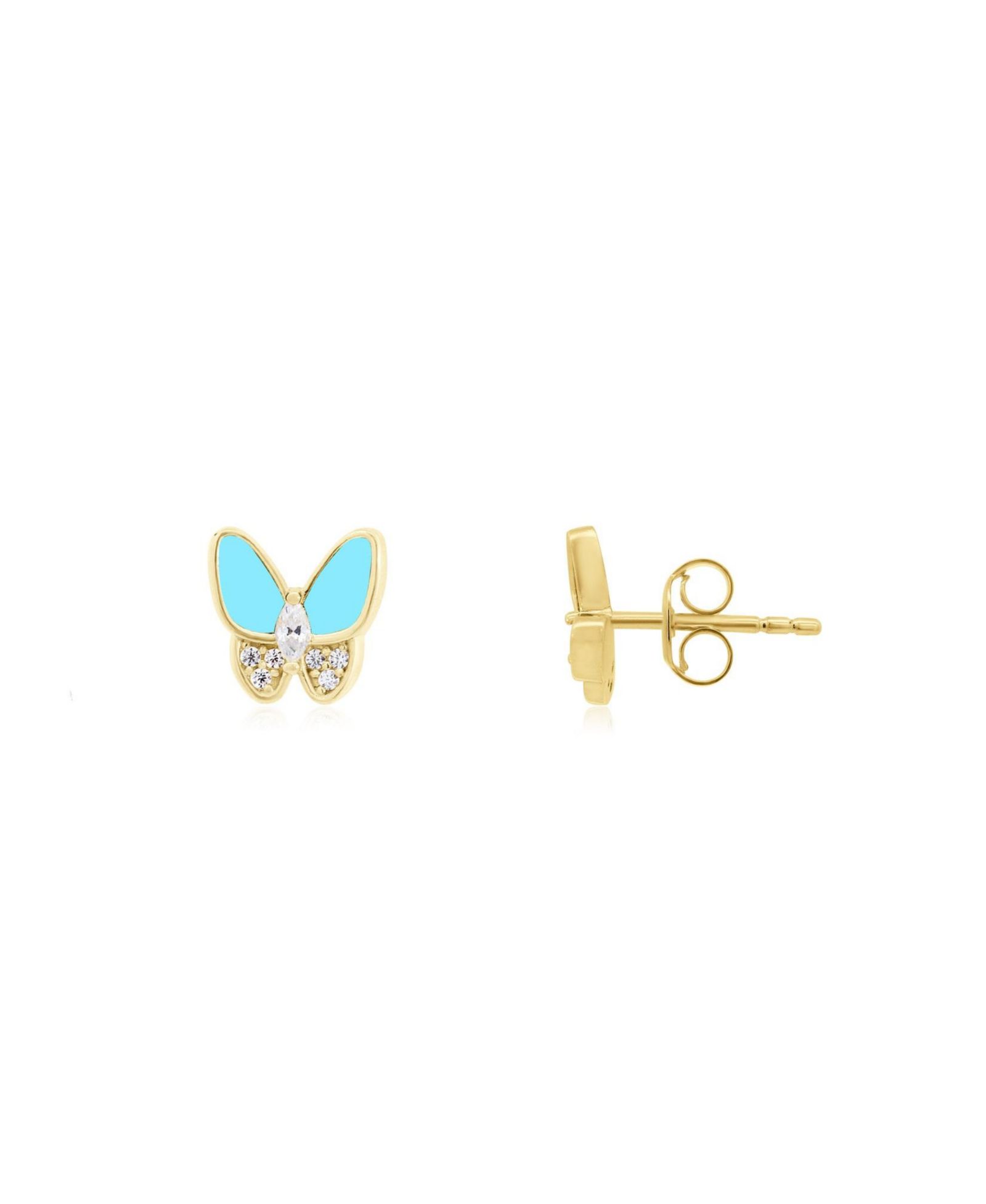 Серьги-гвоздики The Lovery Turquoise CZ Butterfly 14K Gold-Plated Sterling Silver