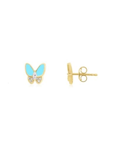Серьги-гвоздики The Lovery Turquoise CZ Butterfly 14K Gold-Plated Sterling Silver