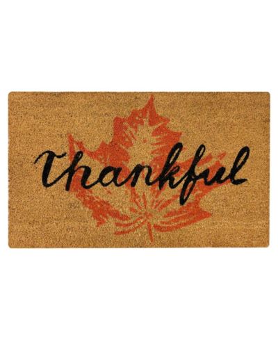 Приветственный коврик для улицы Kate Aurora Fall Harvest Thankful Leaf, с ворсом