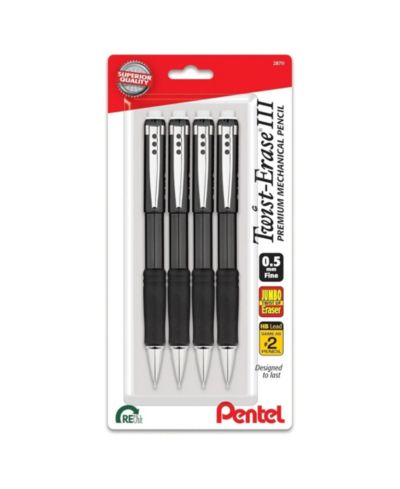 Механический карандаш Pentel Twist-Erase III, 4 штуки, 0.5mm, Fine