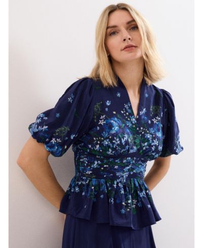 Phase Eight Женский цветочный блузка с пышными рукавами Safa Puff Sleeve
