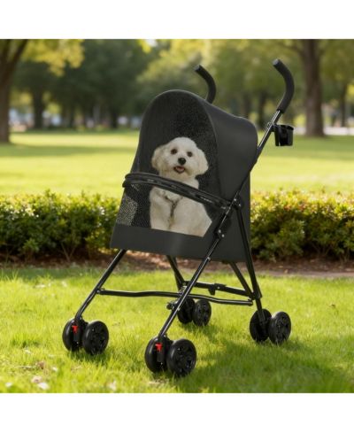 Streamdale Furniture Pet Stroller for Small Dogs and Cats, Foldable with Mesh Ventilation