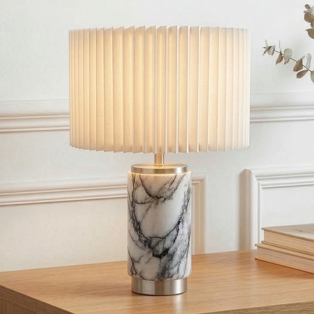 Mila Tall 15" Dimmable LED Table Lamp with Natural Stone Base
