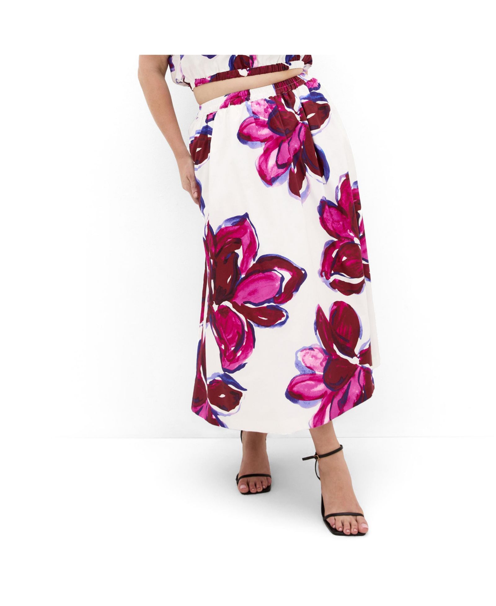 CITY CHIC Women's Holiday Bloom Print Midi Skirt
