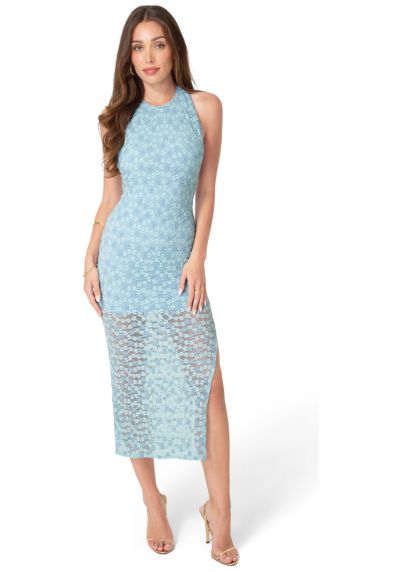 Bebe Womens Daisy Lace High Neck Cowl Maxi Dress