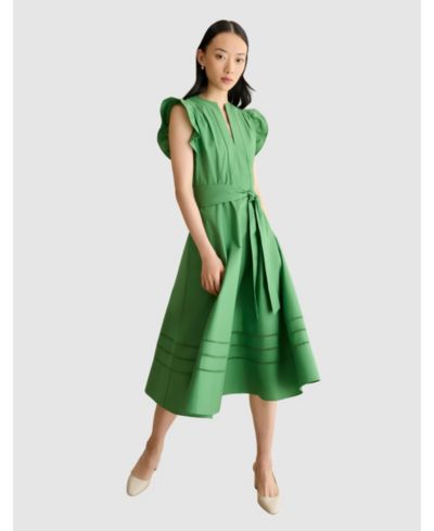 Hobbs London Women's Vanessa Ruffle Sleeve Midi Dress