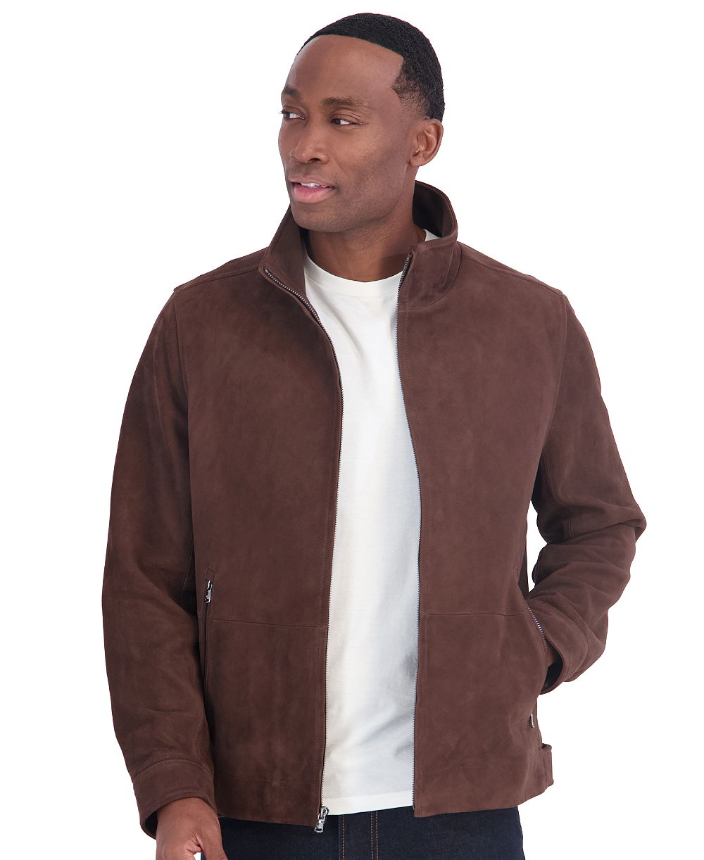 Michael Kors Men's Suede Stand Collar Hipster Jacket