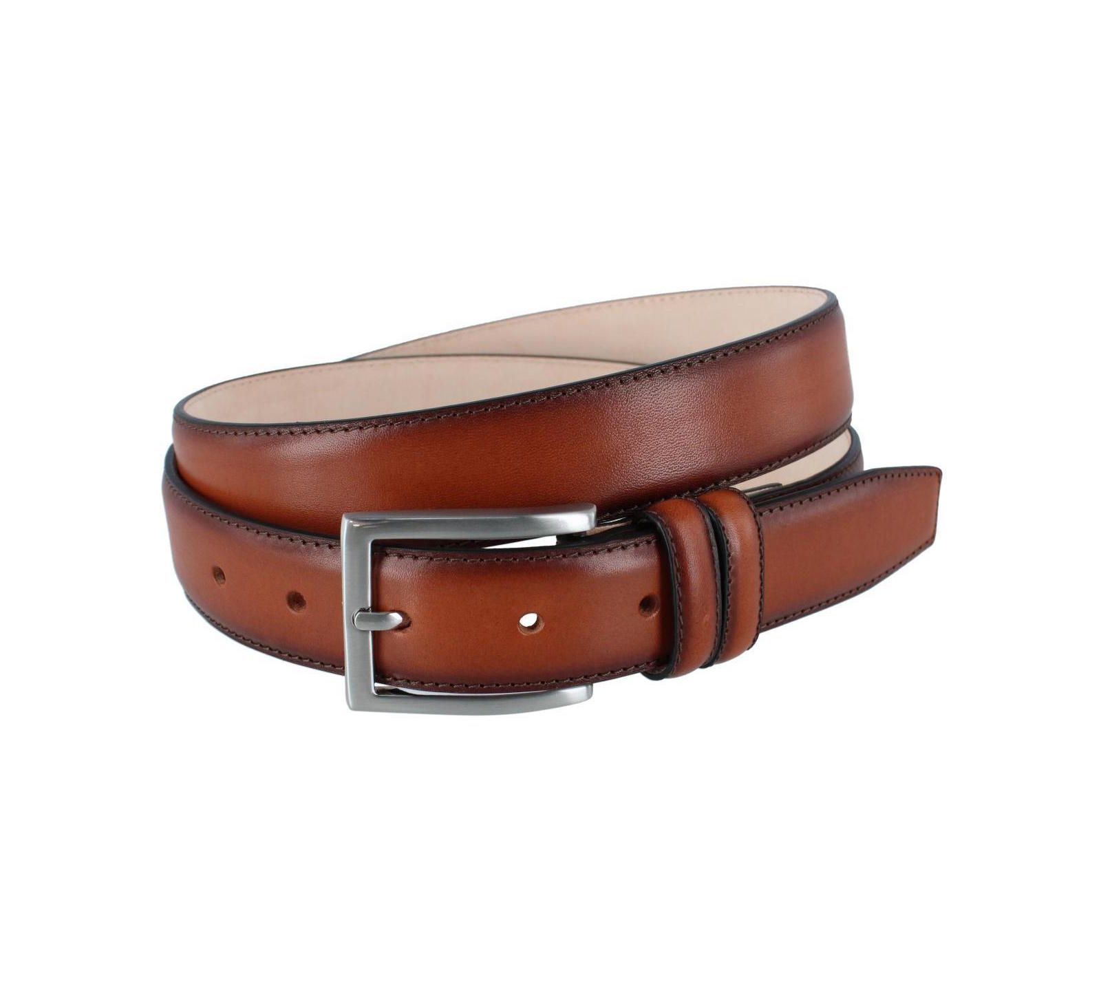 TRAFALGAR Men's Malik Burnished Feather Edged 32mm Leather Belt