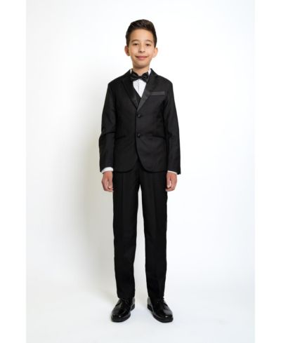 Peanut Butter Collection Big Boys 007 Slim Fit 5-Piece Shirt, Bowtie, Jacket, Vest and Pants Tuxedo Set