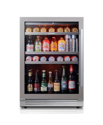 Ca'Lefort 24 inch Beverage Refrigerator cooler, 180 Cans, 34degree(s)F-54degree(s)F, Glass Door, 3LED, Built-In/Freestanding, 5.65 cu. ft.