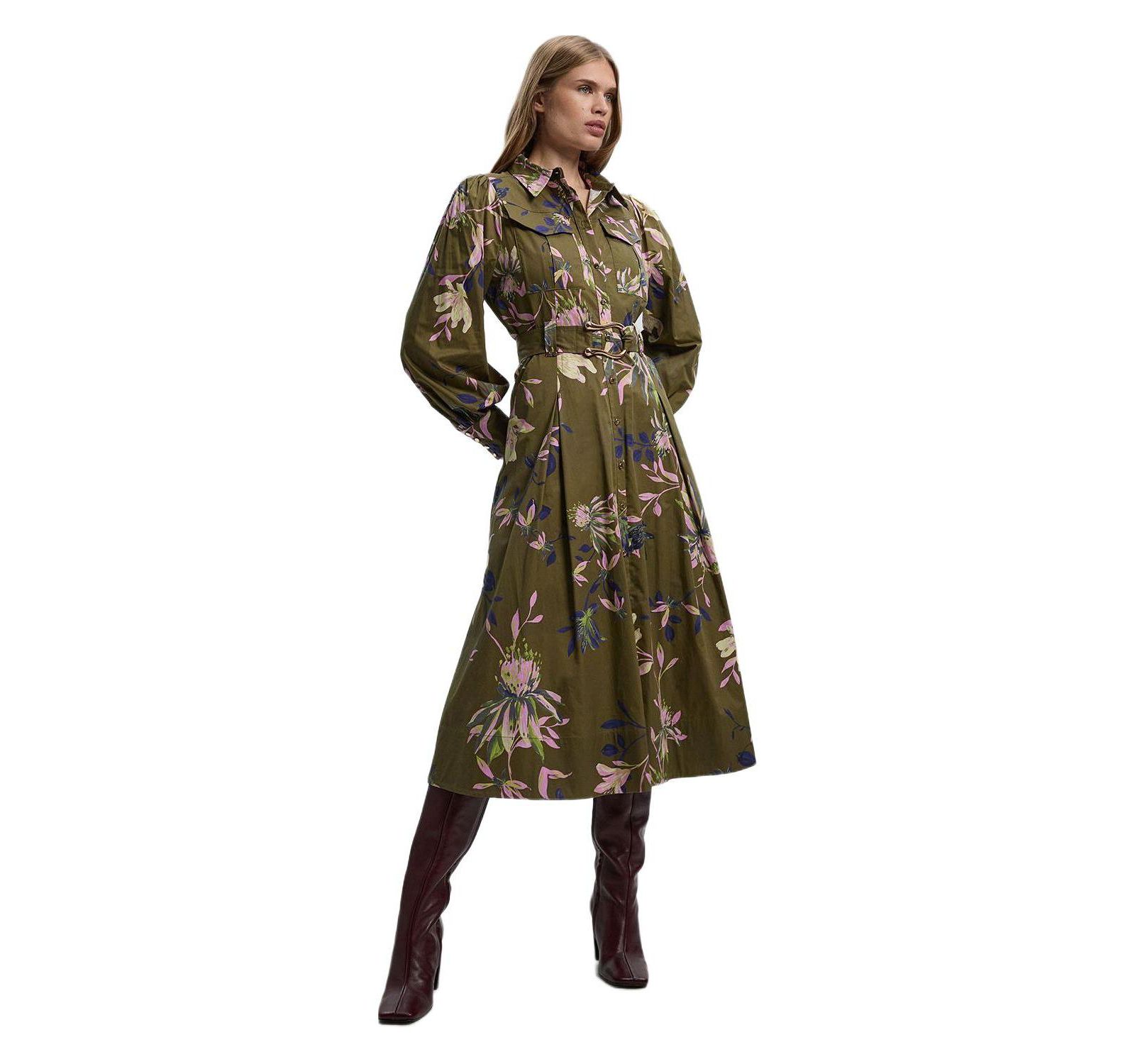 Миди-платье-рубашка Karen Millen Women's Floral Cotton Sateen