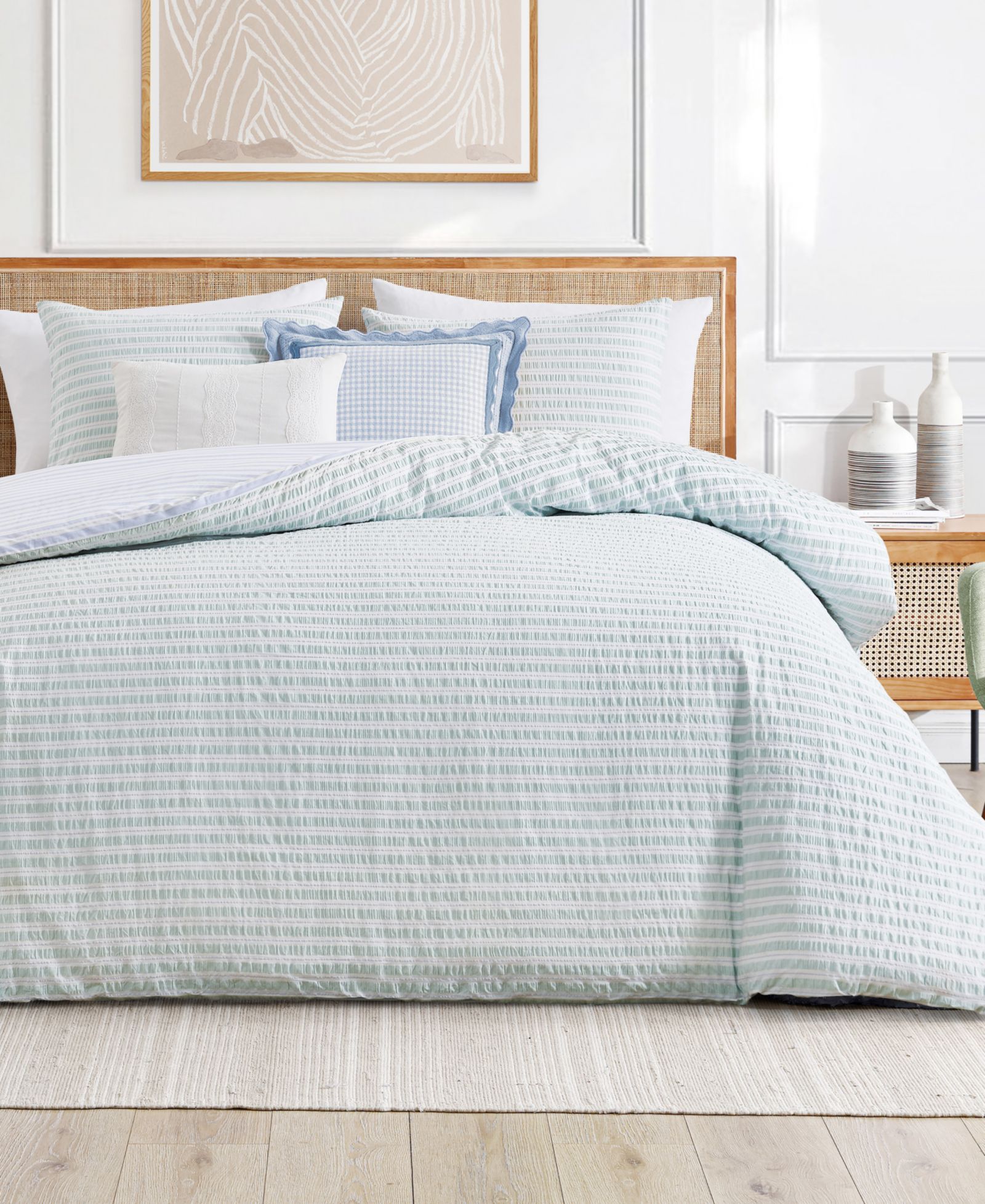 Комплект пододеяльник Peri Home Seersucker Stripe 3-Piece, Full/Queen