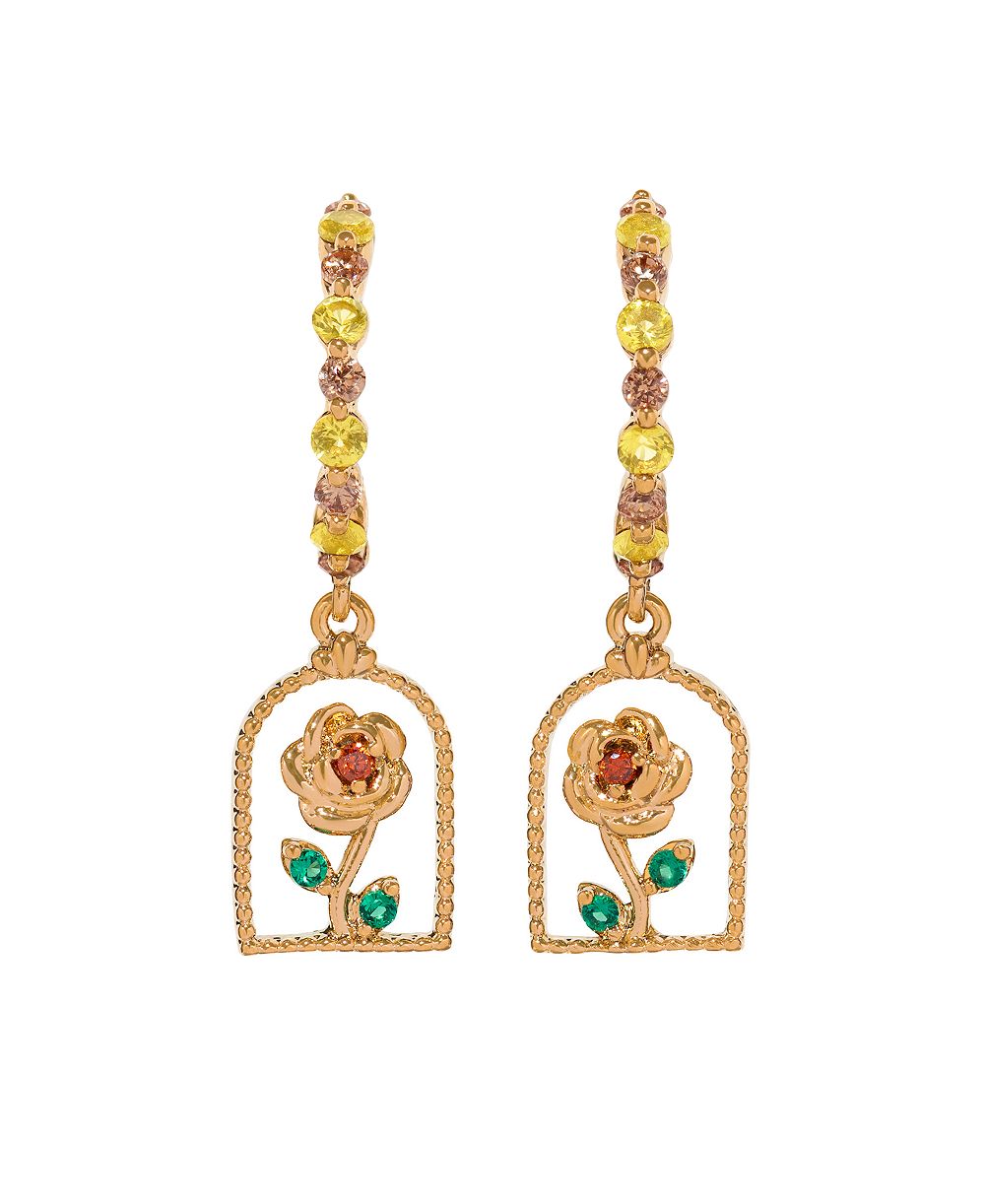 Серьги-кольца Girls Crew Disney Beauty and Beast Enchanted Rose с кристаллами для девочек