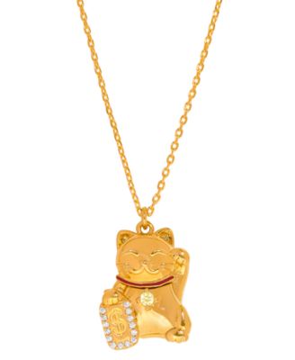 Ожерелье-кулон Lucky Cat с кристаллами Girls Crew