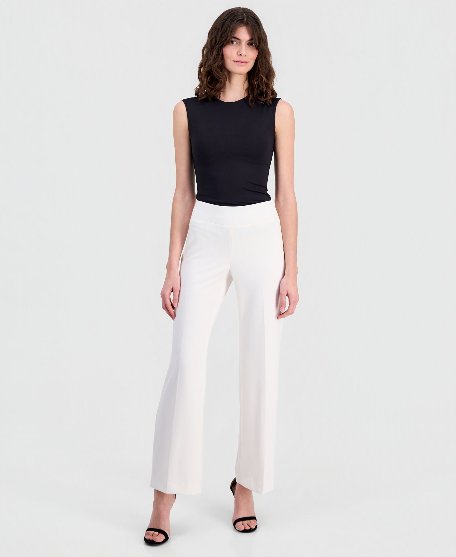 Anne Klein Women's Stretch Crepe High-Rise Wide-Leg Pull On Pants