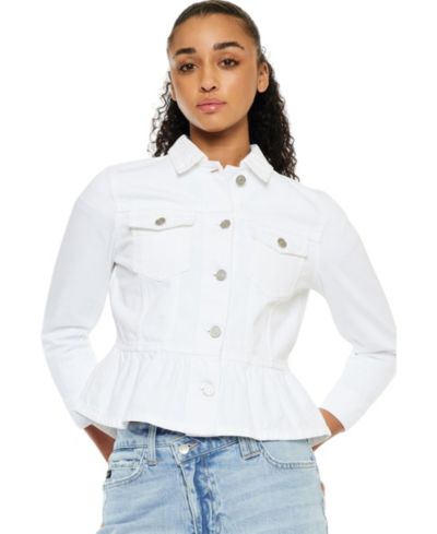 KanCan Women's Marilou Peplum Denim Jacket