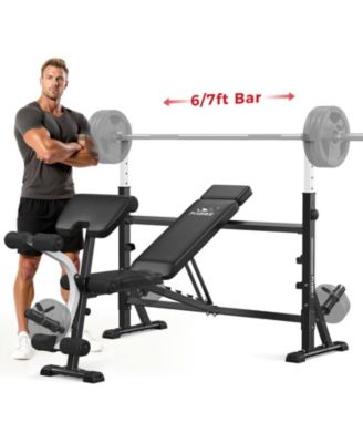FED FITNESS Olympic Adjustable Weight Bench, 47IN Rack Width with Bench Press Rack,  Multi-Functional Workout Equipment