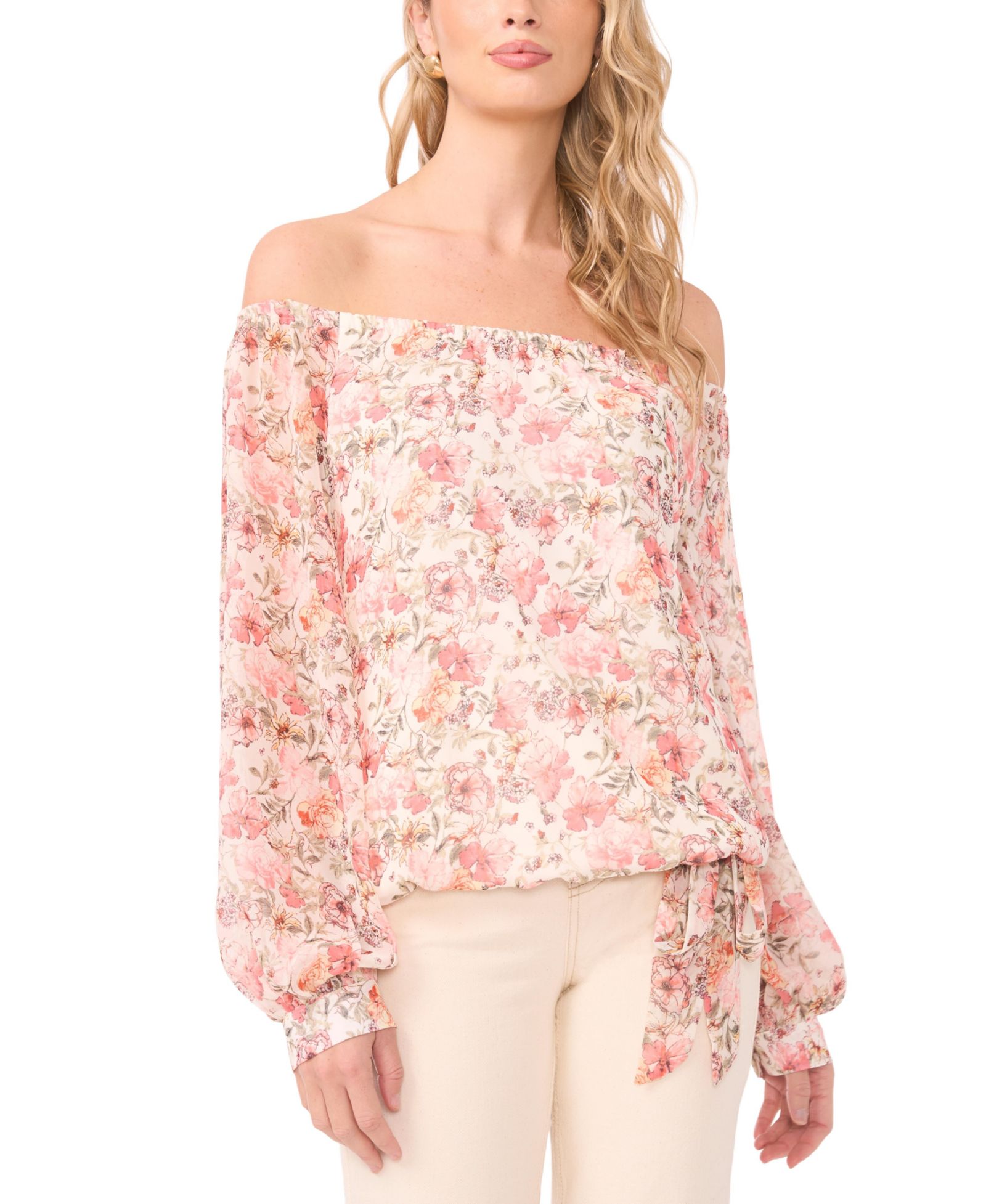 Женский Vince Camuto Off-The-Shoulder Printed Blouse