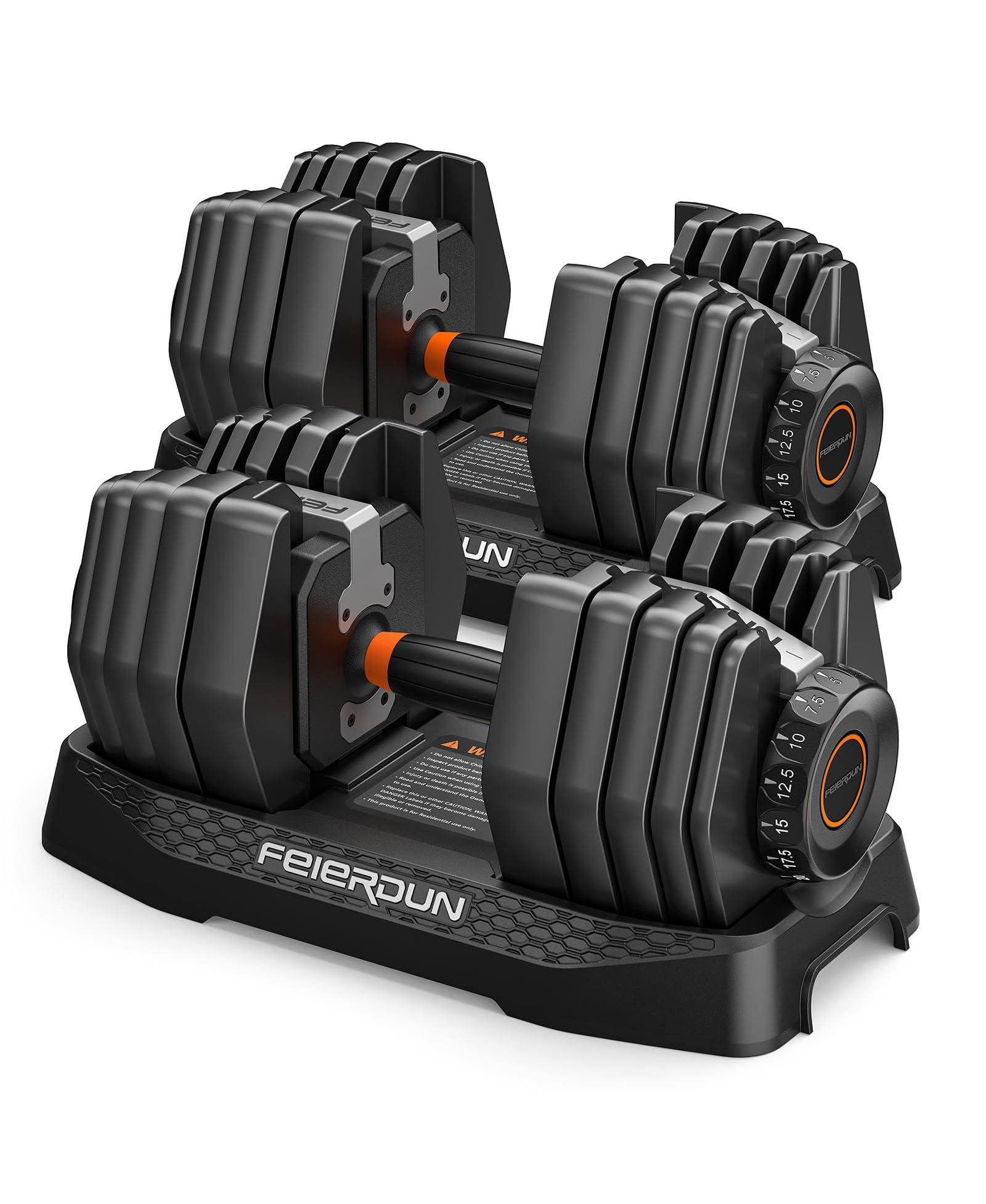 FED FITNESS регулируемая гантель 15-в-1, общий вес 105LB, с коробкой для хранения и фитнес-приложением