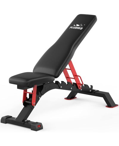 FED FITNESS 1300LBS Commercial Grade Weight Bench, Adjustable Flat Incline Workout Bench with 34'' Extra-Long Backrest and Easy-Roll Wheels